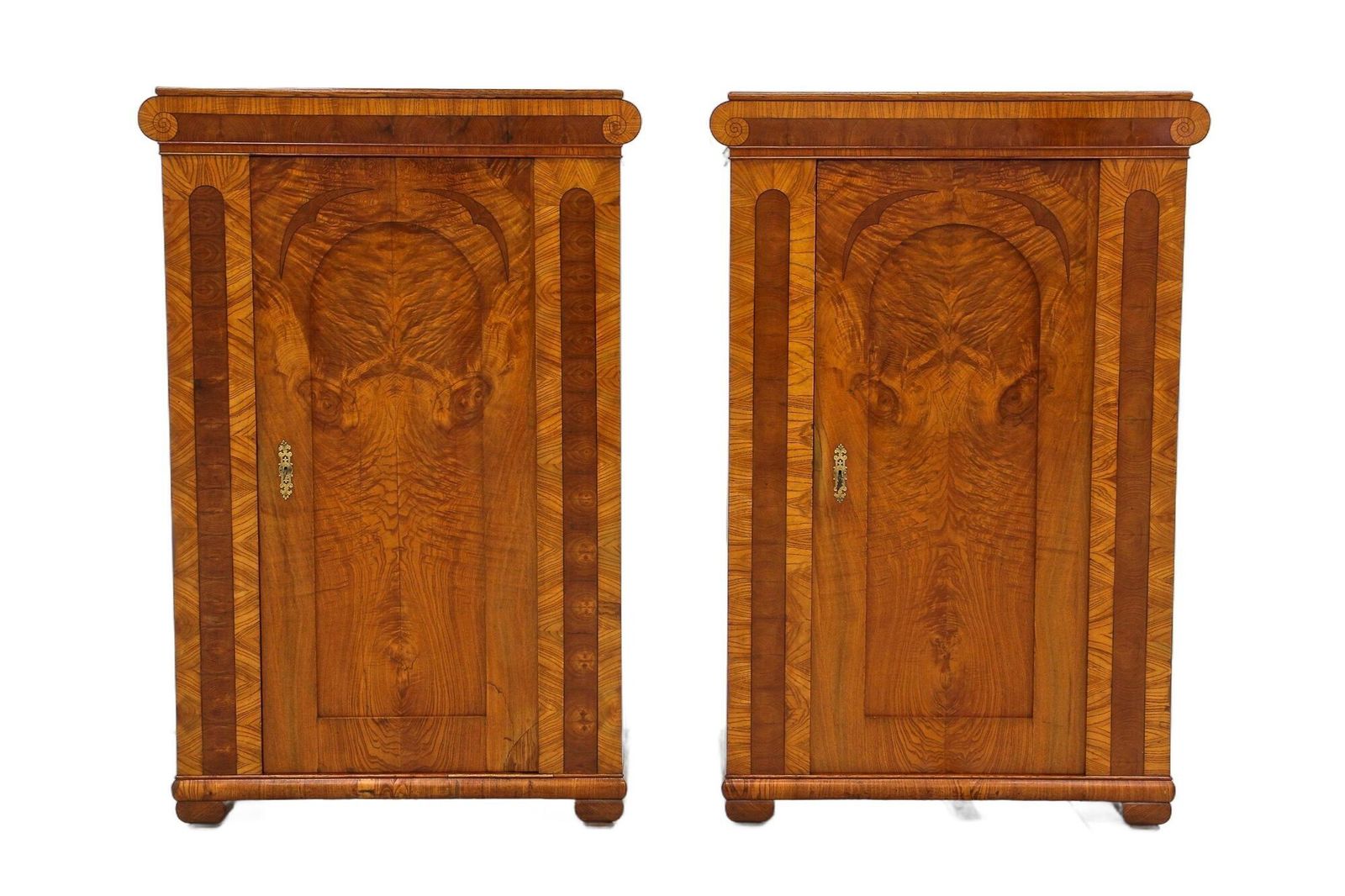 19th Century Biedemeier Cabinets   Pair, Ashwood With Inlay Works, Cz Ca. 1860 photo furniture