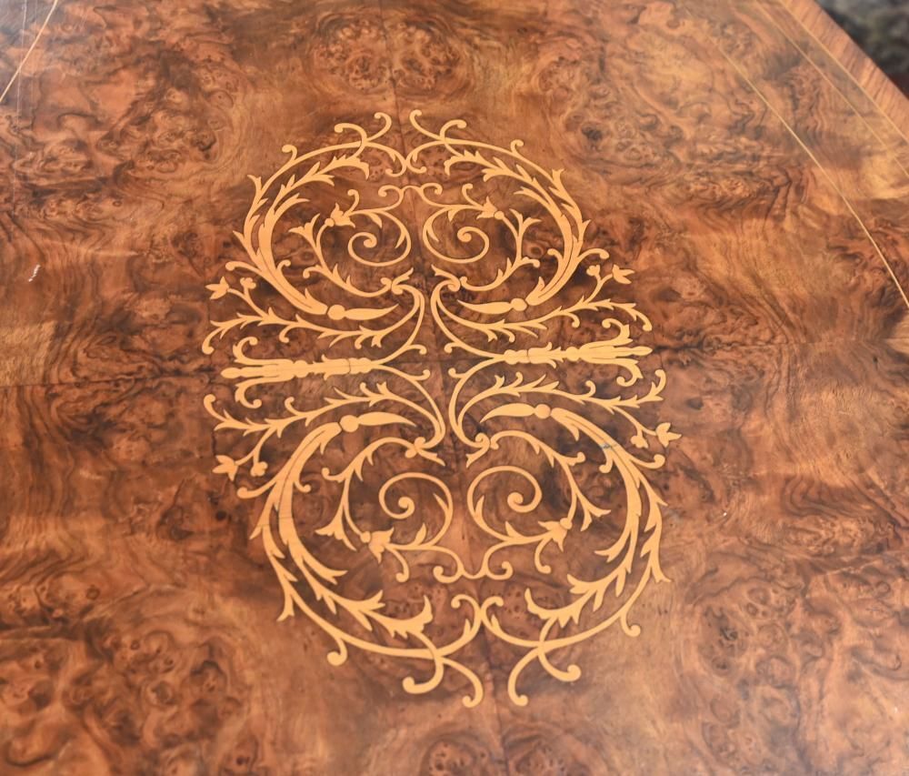 Victorian Centre Table Walnut Marquetry Inlaid 1860 photo for sale