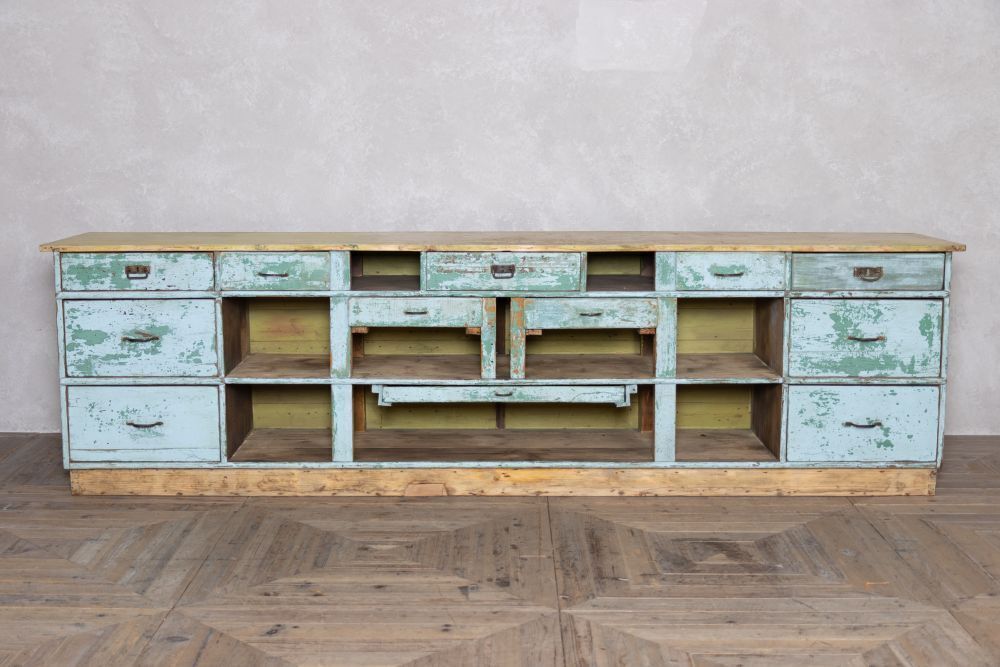 Vintage Blue Industrial Style Drawer Unit