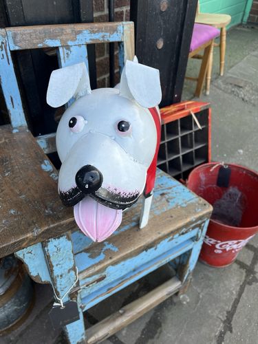 Large Metal Tin Plate Iron Bull Dog Figure 53x18x41cm photo furniture