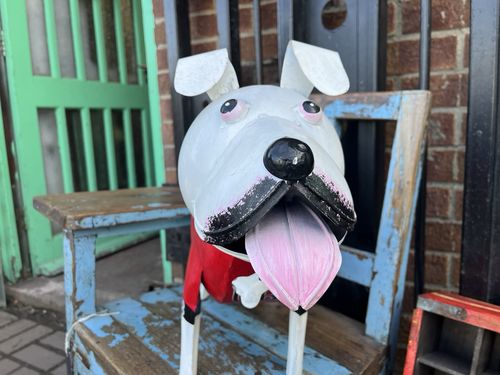Large Metal Tin Plate Iron Bull Dog Figure 53x18x41cm photo vinterior