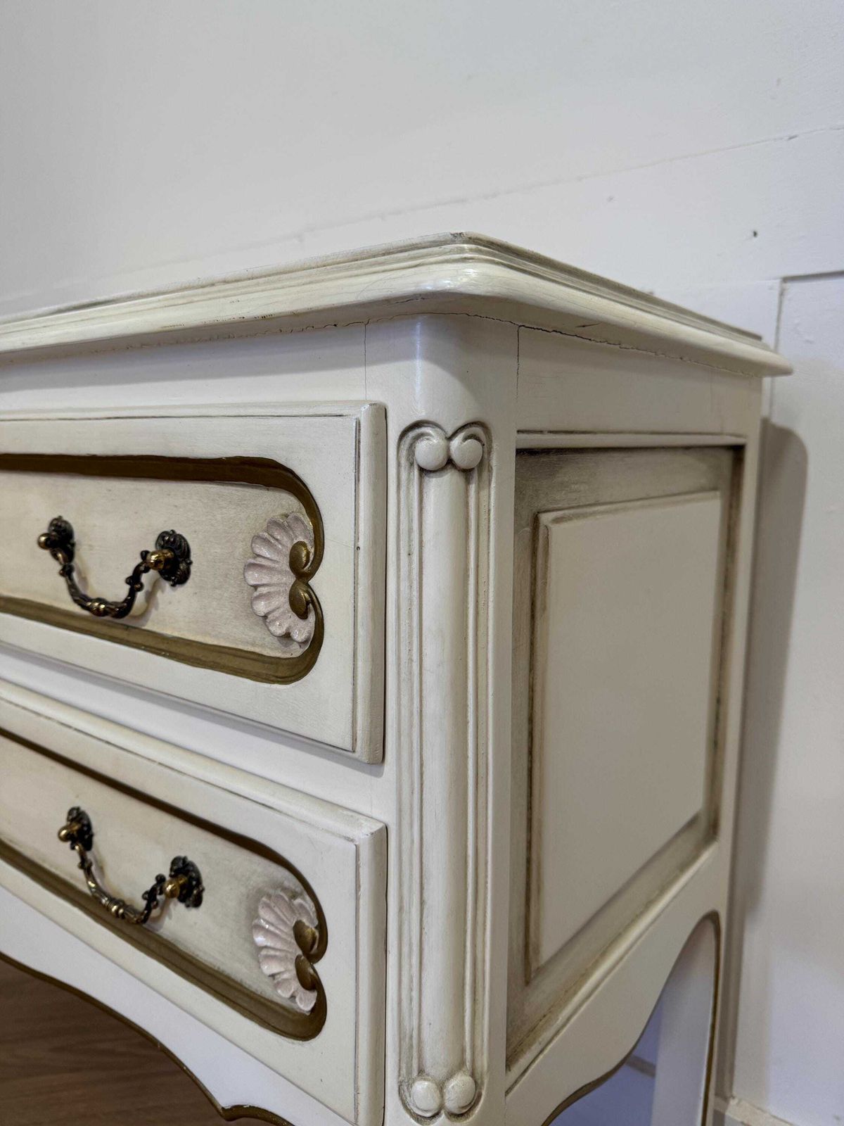 French Original Painted Ornate Chest Of Drawers 2 Drawer Chest Of Drawers photo for sale