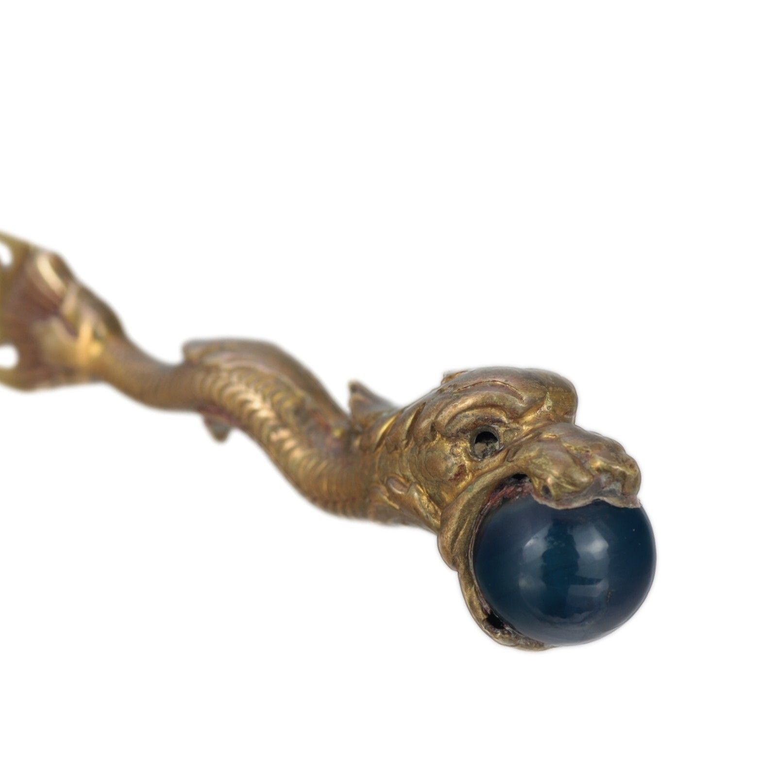 Antique Bookmark / Page Marker Gilt Brass Polished Agate Sea Monster Leviathan photo 125.0