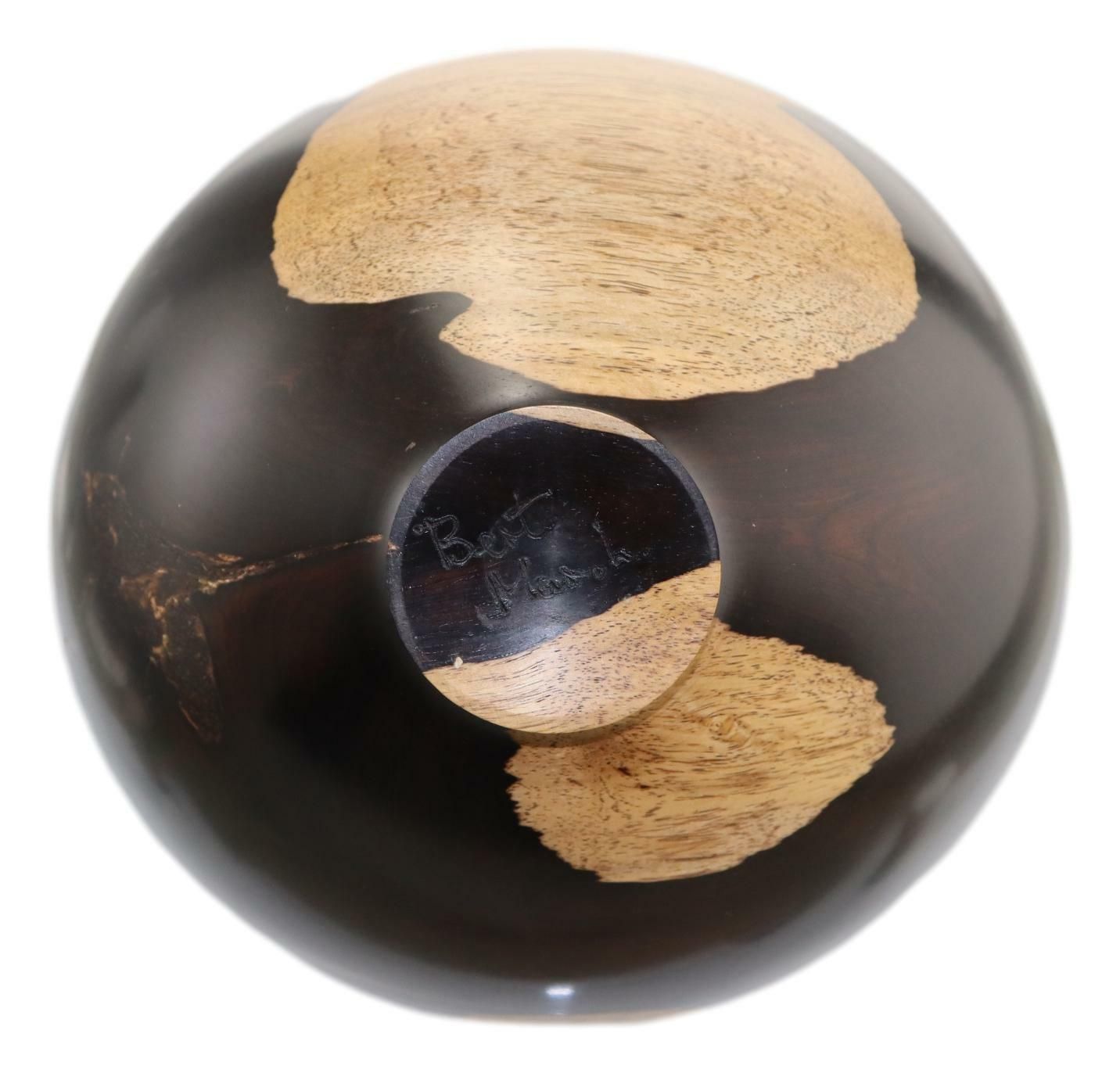 Bert Marsh Rare African Blackwood Wooden Vase 5" Tall Signed photo vinterior