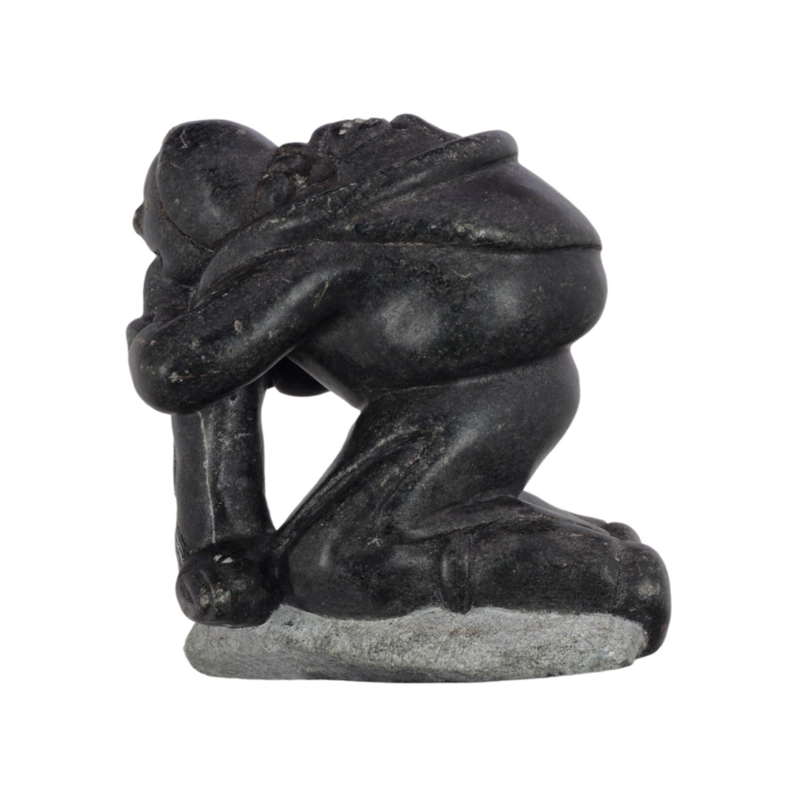 Vintage Inuit Eskimo Stone Carving Signed Inuit Mother & Child & Fish photo 250.0