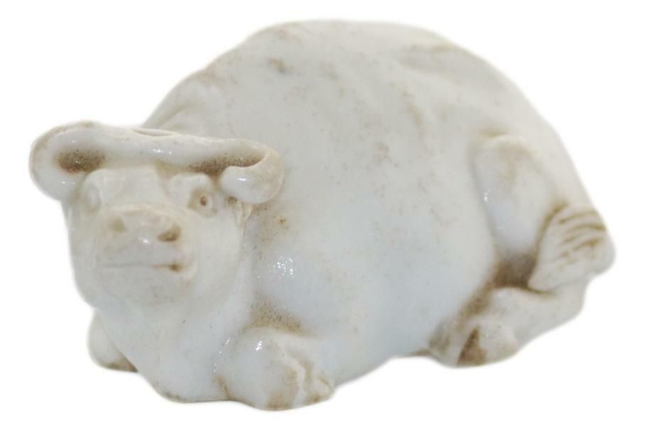 Antique Chinese Porcelain Blanc De Chine Miniature Figure Ox C19th photo for sale