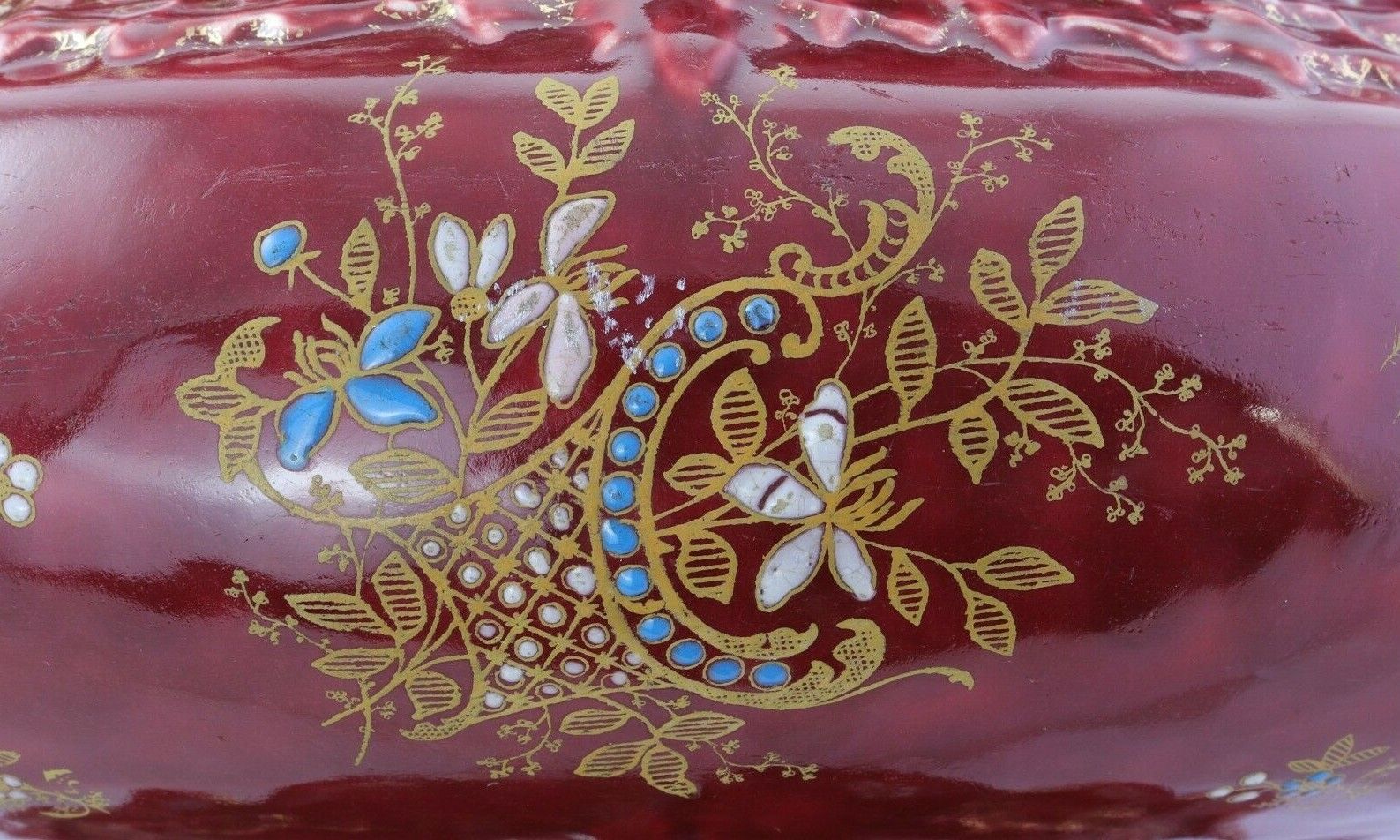 Antique French Gustave De Bruyn Majolica Barbotine Enamel Pottery Cache Pot 1900 photo 150.0