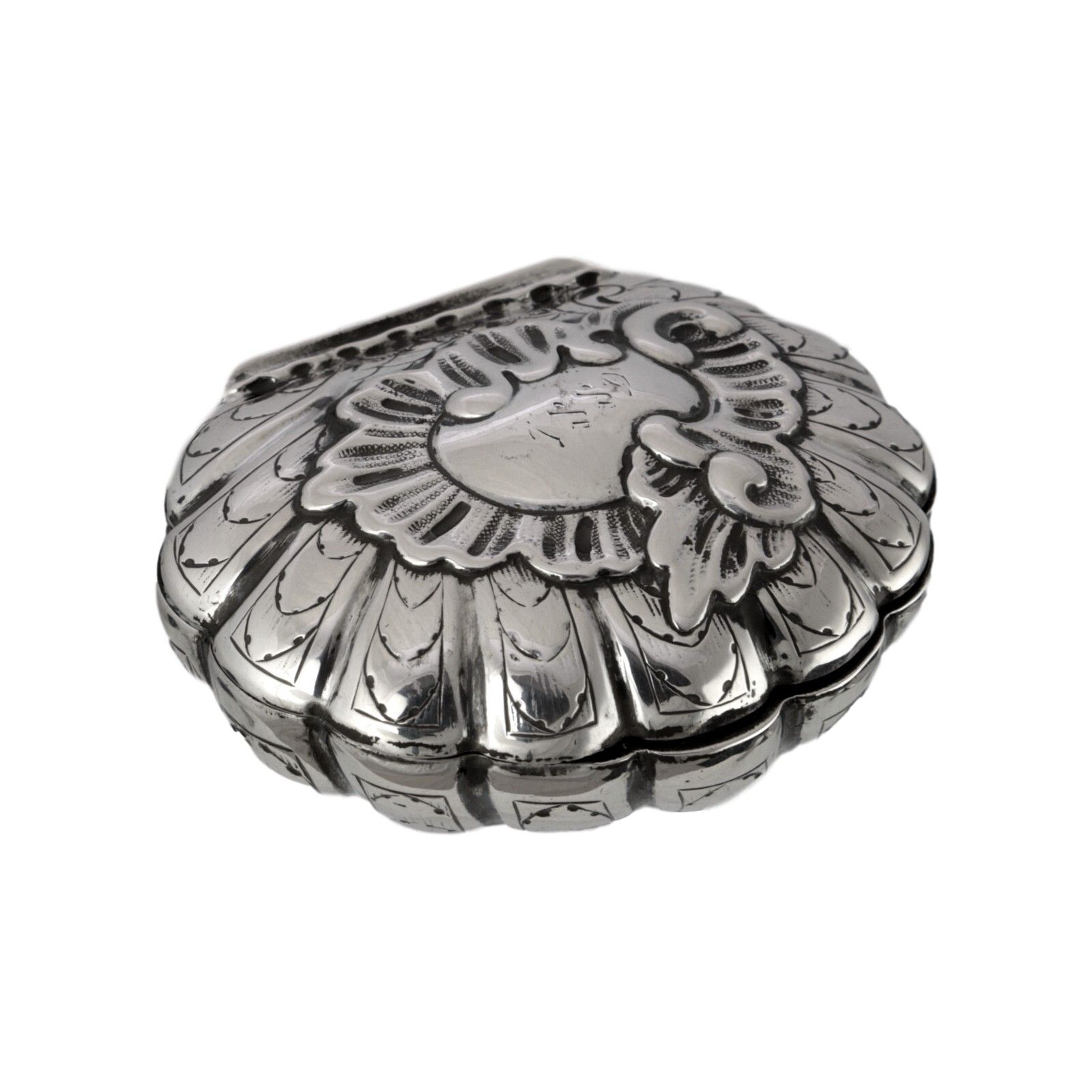 Antique Hallmarked German 800 Silver Shell Form Snuff Box Heasman & Co 1889