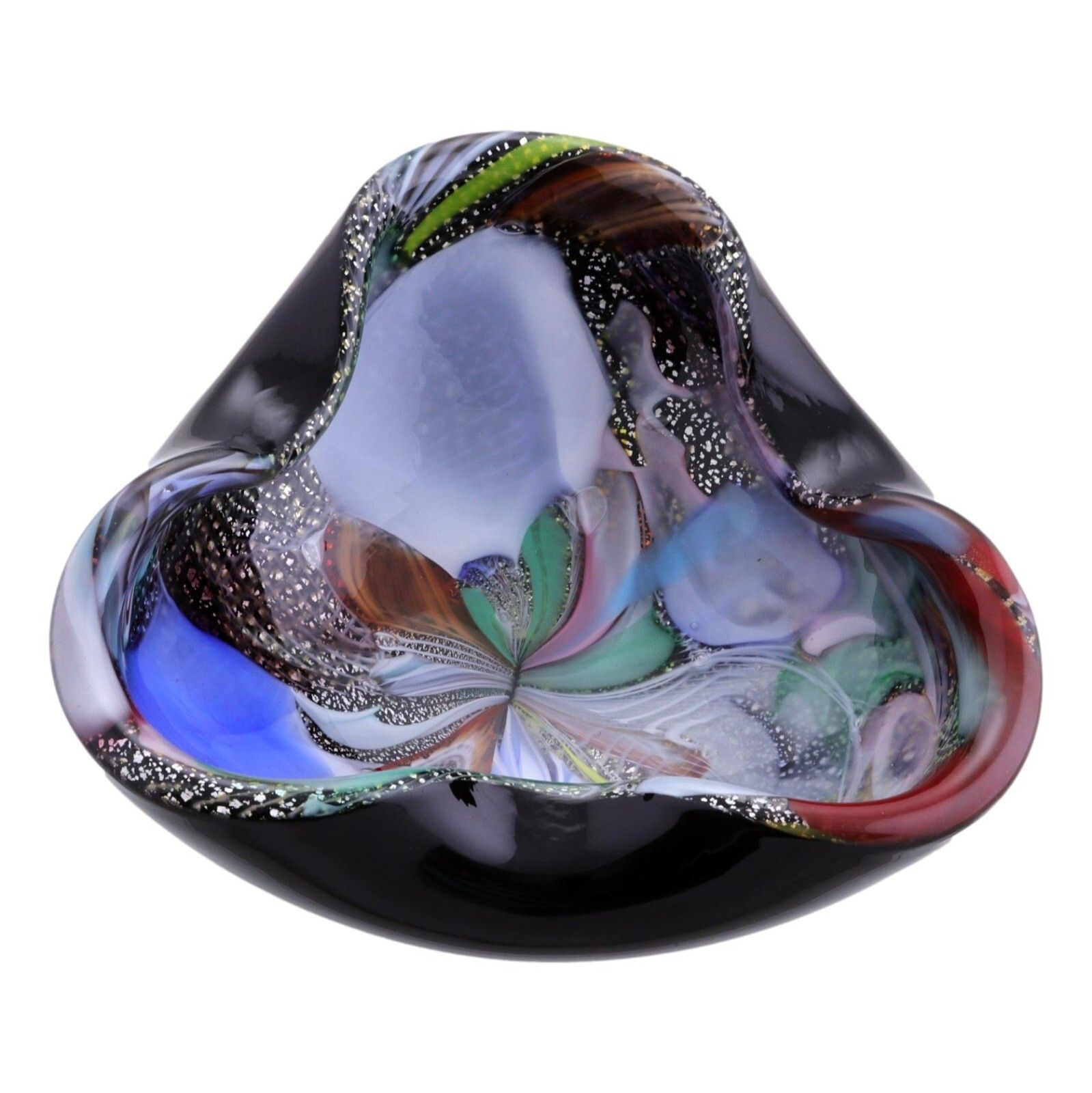 Avem Murano Glass Italy Tutti Frutti Bizantino Triangle Bowl 8" Diameter 1950's photo furniture