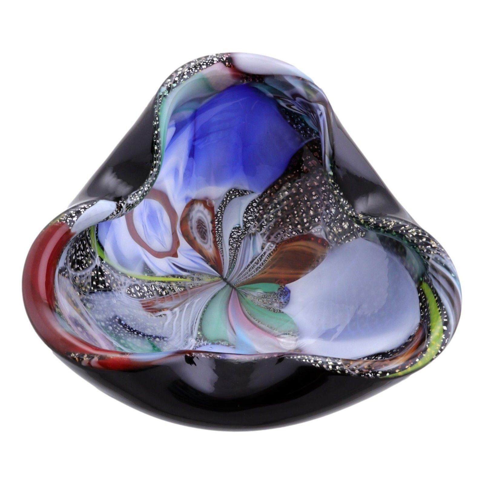 Avem Murano Glass Italy Tutti Frutti Bizantino Triangle Bowl 8" Diameter 1950's photo for sale