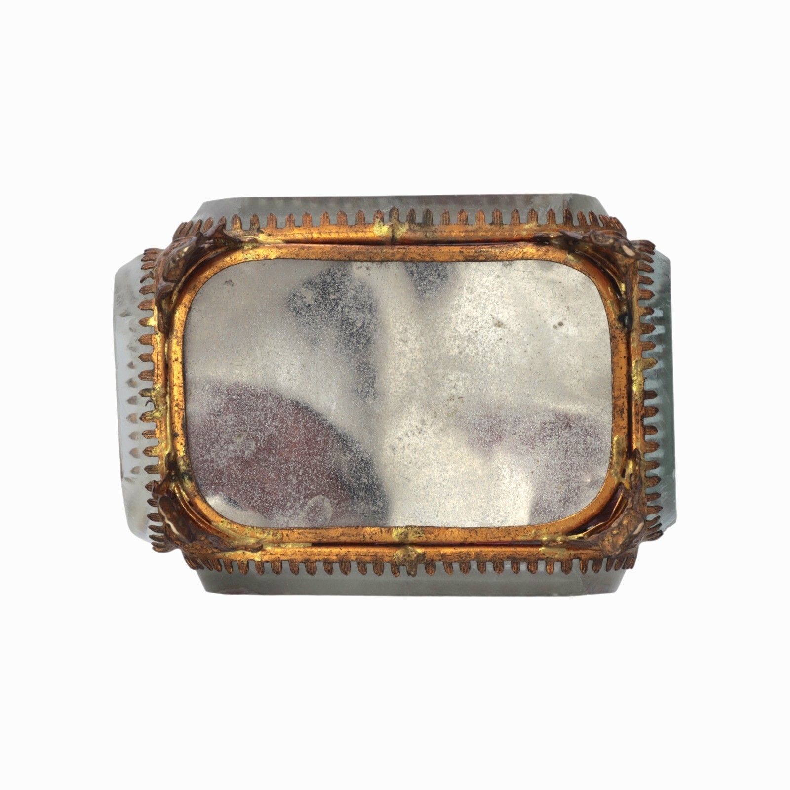 150.0 Antique French Ormolu Gilt Jewellery Box Casket Bevelled Glass Souvenir Desert photo
