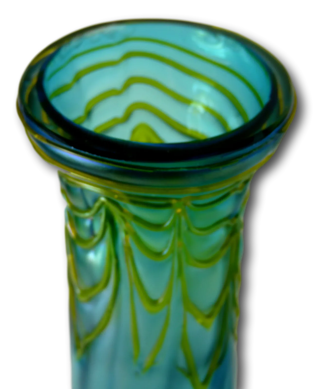 Pallme Konig Rare Pair Of Art Nouveau Iridescent Blue & Green Glass Vase photo vinterior