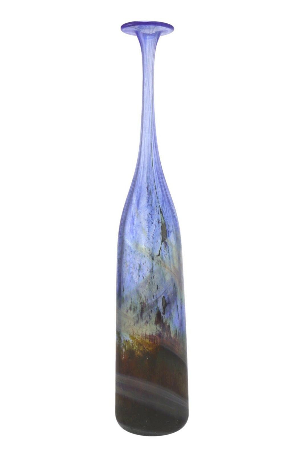 Isle Of Wight Glass Michael Harris Rare Blue Aurene Attenuated Bottle 18 3/8" photo for sale