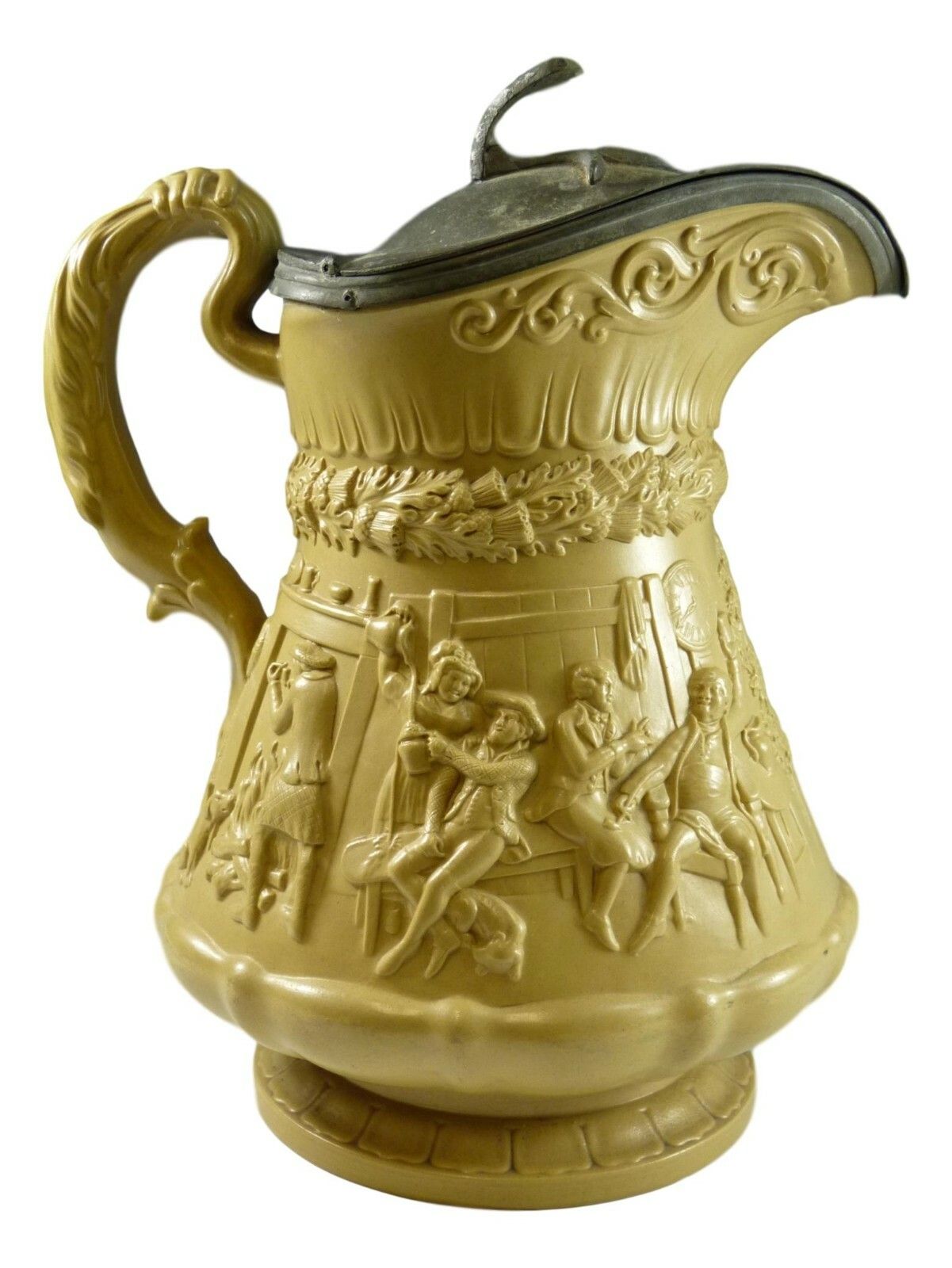 William Ridgway & Son Tam O'shanter Relief Moulded Jug 10" 1835 Metal Lid photo Home Decor
