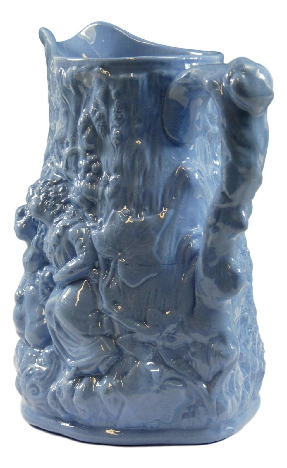 Antique Cork & Edge Relief Moulded Jug Babes In The Wood C1855 Blue 7 1/4" photo furniture