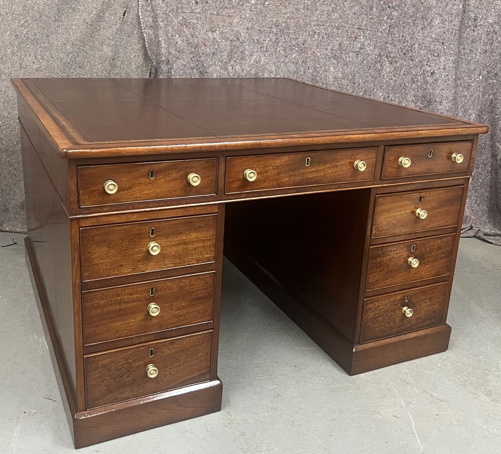 George III Mahogany 18 Drawer Partner's Desk