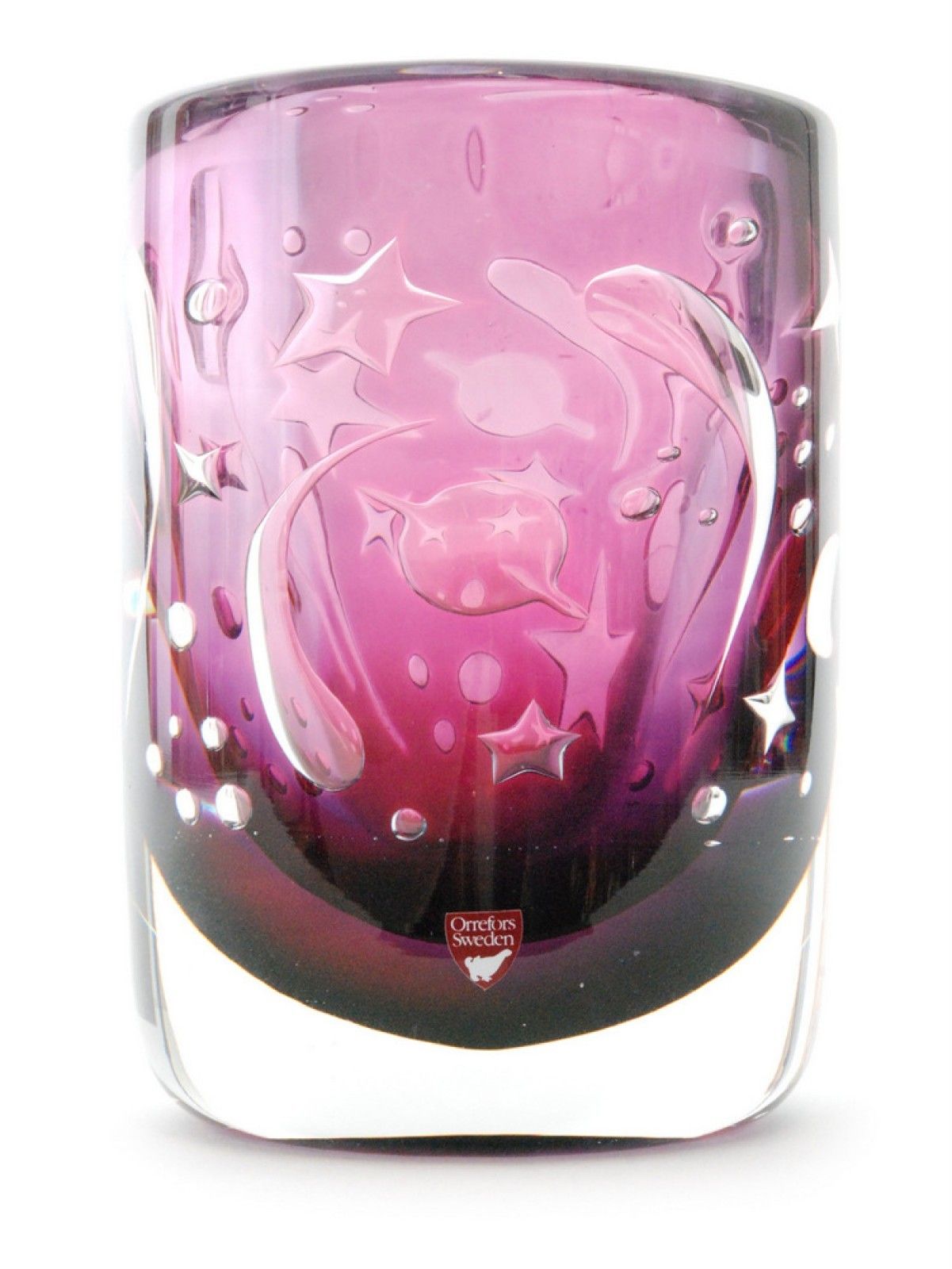 Orrefors Glass Olle Alberius Ariel Vase Moon And Stars 7"