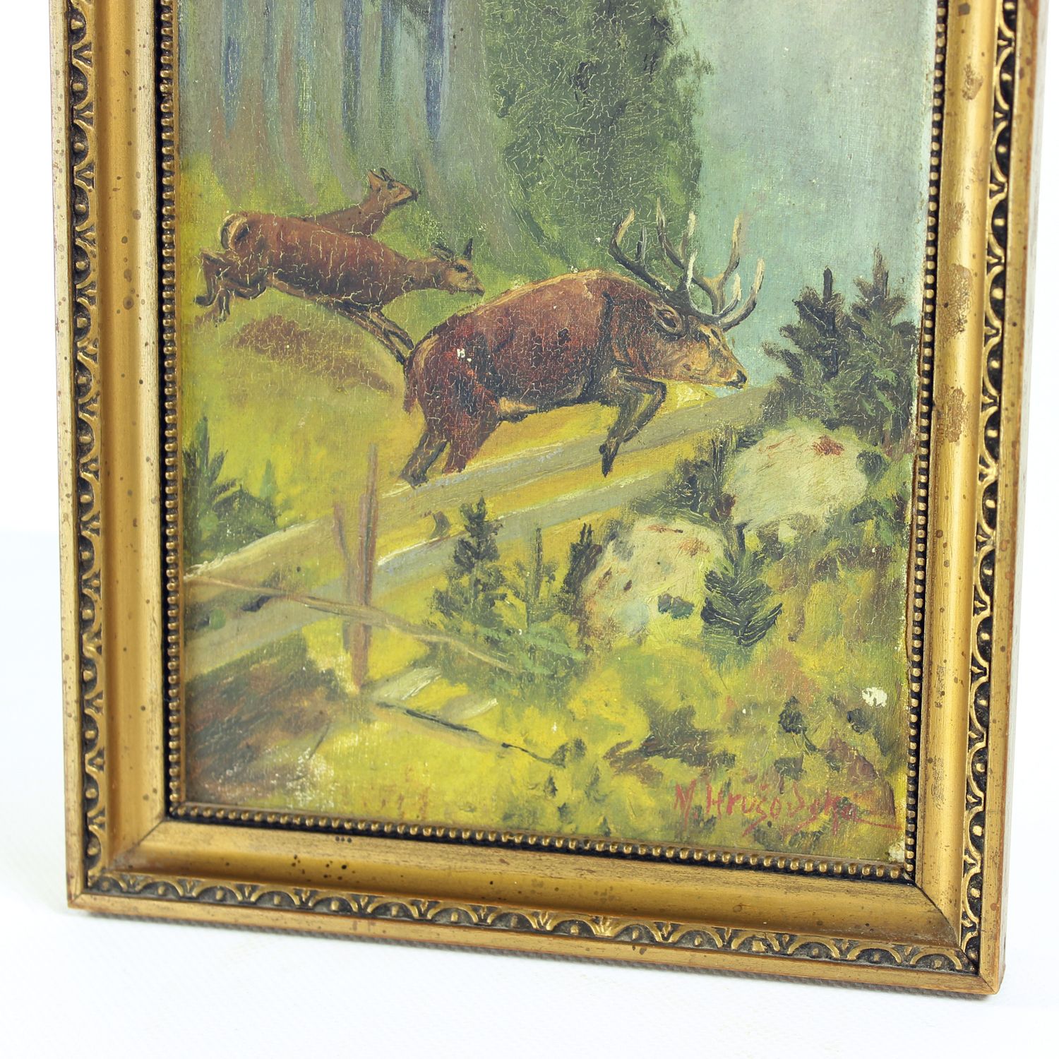 photo for sale Set Of 2 Paintings, Paint On Paper, By M. Hrušovská, Czechoslovakia 1950s