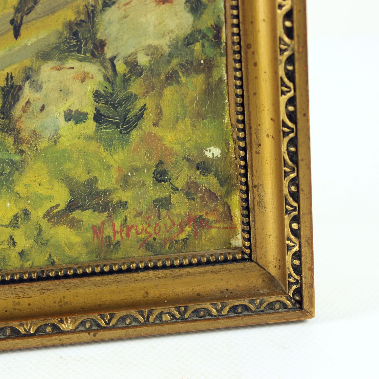 photo buy Set Of 2 Paintings, Paint On Paper, By M. Hrušovská, Czechoslovakia 1950s