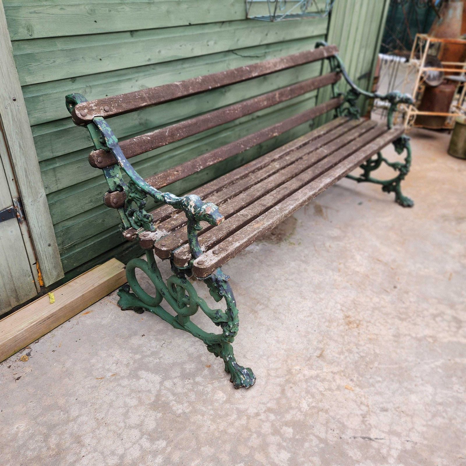 19thc Antique Original Coalbrookdale Dog And Serpent Cast Iron Garden Bench photo furniture
