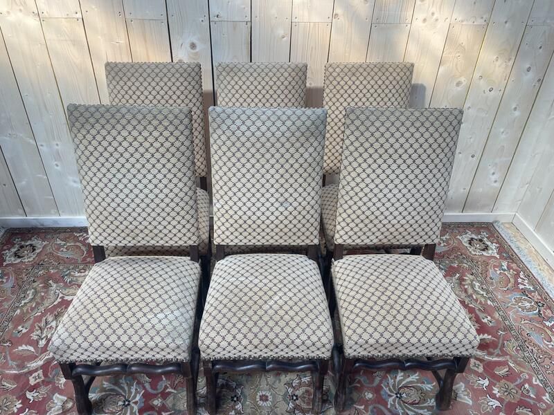 photo for sale Set Of 6 Sheepskin Chairs In Faux Plain Velvet.