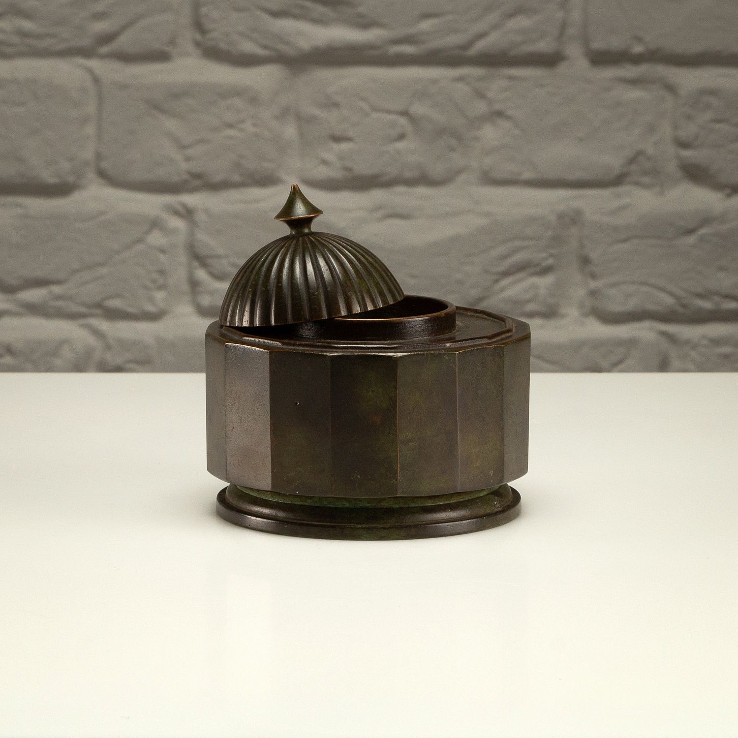 Bronze Inkwell, Gab, Sweden, 1930s photo vintage