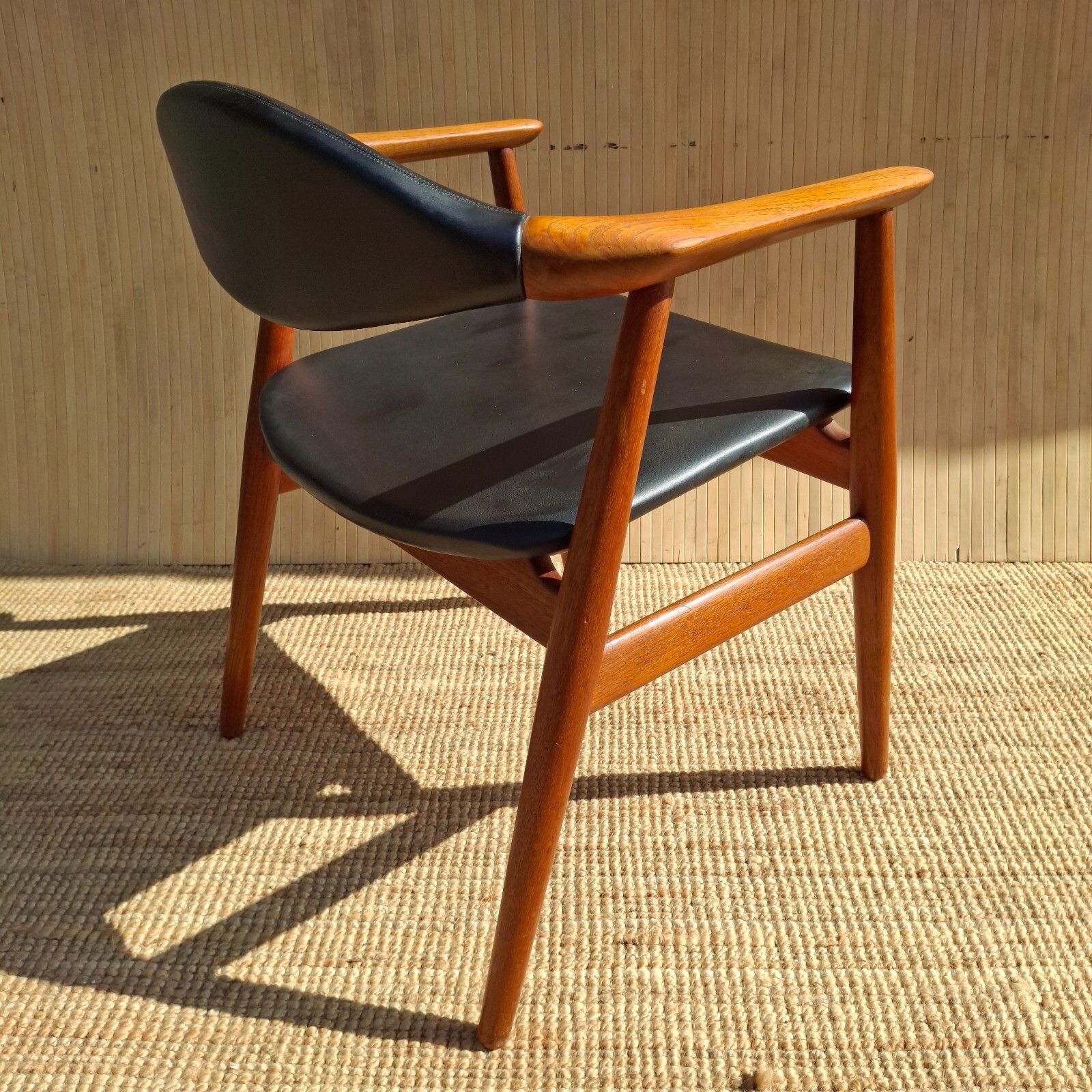 photo buy Fab Mid Century Danish 1960s Erik Kirkegaard For Glostrup Teak Black Armchair