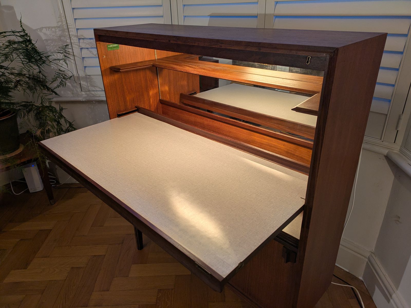 Mid Century Desk Bureau With Interior Light By Beaver And Tapley photo 400.0