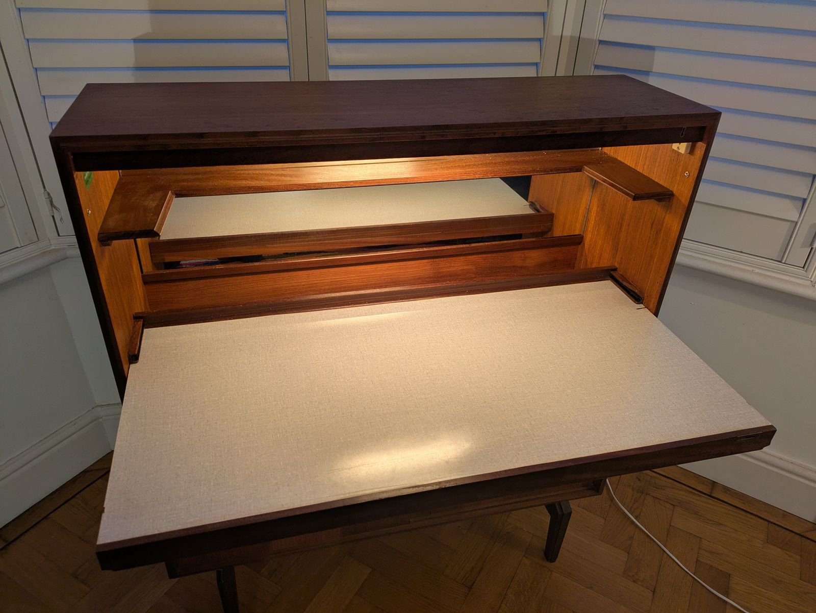Mid Century Desk Bureau With Interior Light By Beaver And Tapley photo buy