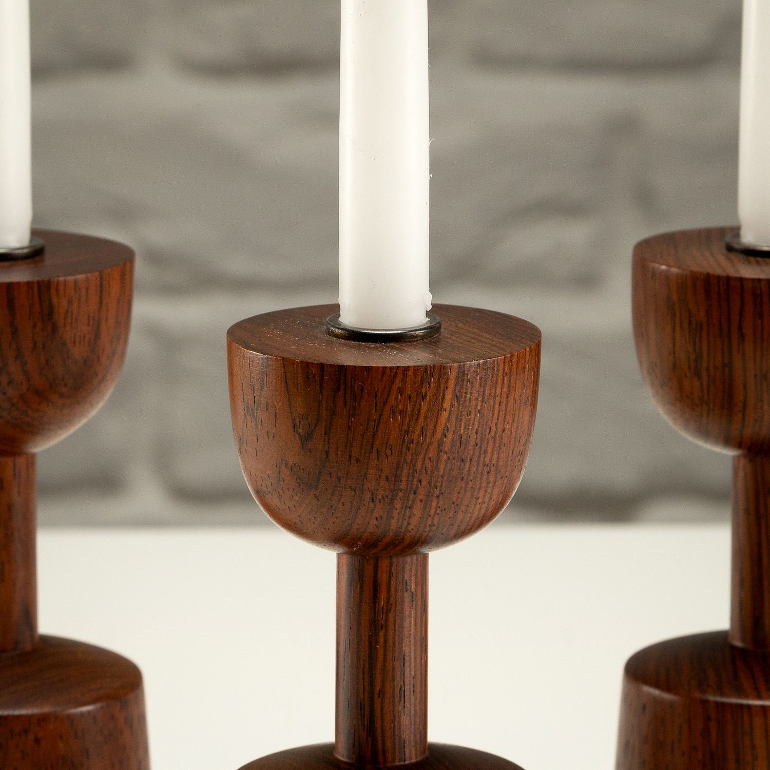 Home Decor Set Of 3 Rosewood Candlesticks By Laurids Lønborg, Denmark, 1960s photo