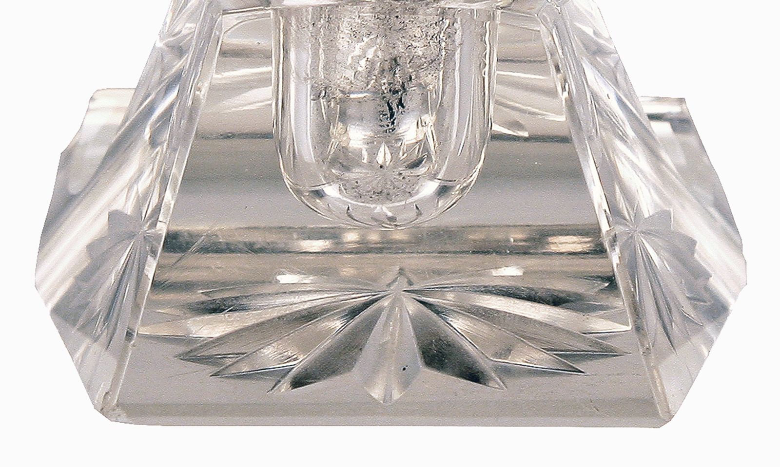 photo furniture Late 19th Century Jugendstil German Cut Glass Crystal Inkwell With Polished 800 Silver Lid