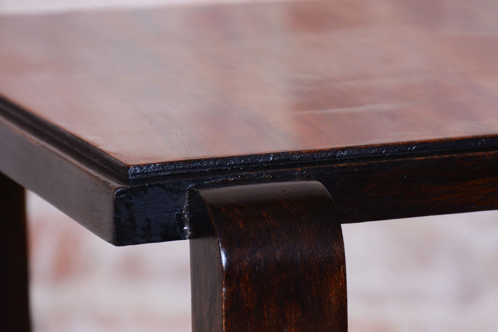 Restored Art Deco Coffee Table, Beech, Walnut, Revived Polish, France, 1930s photo vinterior