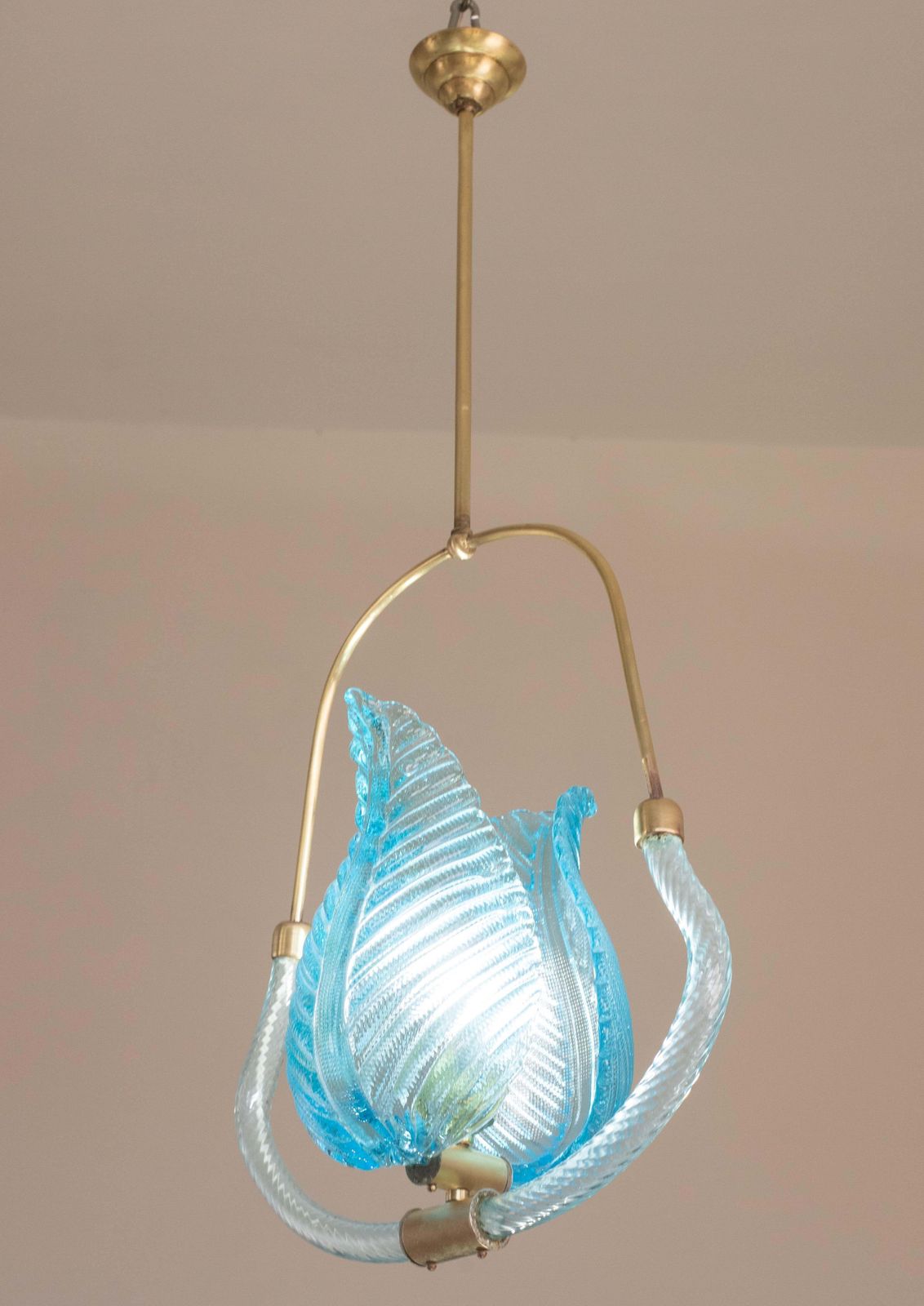 Lovely Blue Art Decò Barovier E Toso Pendant Light, 1930s photo vinterior