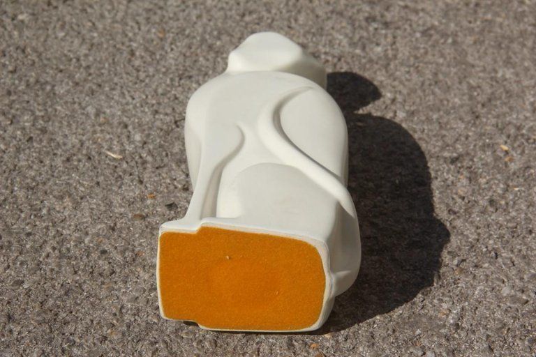 Porcelain Stylized Cat Italian Production Studiolinea Com 1970s White photo vinterior