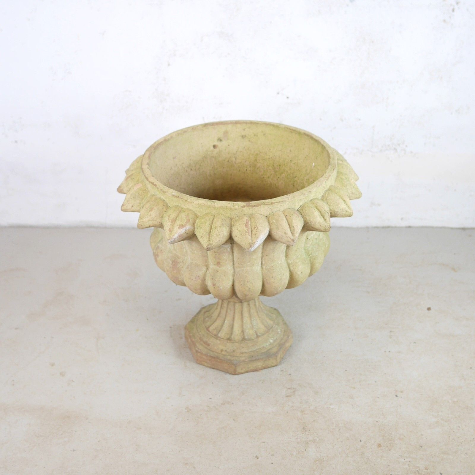 Large Weathered Buff Terracotta Garden Urn Tazza Planter #101477 photo furniture
