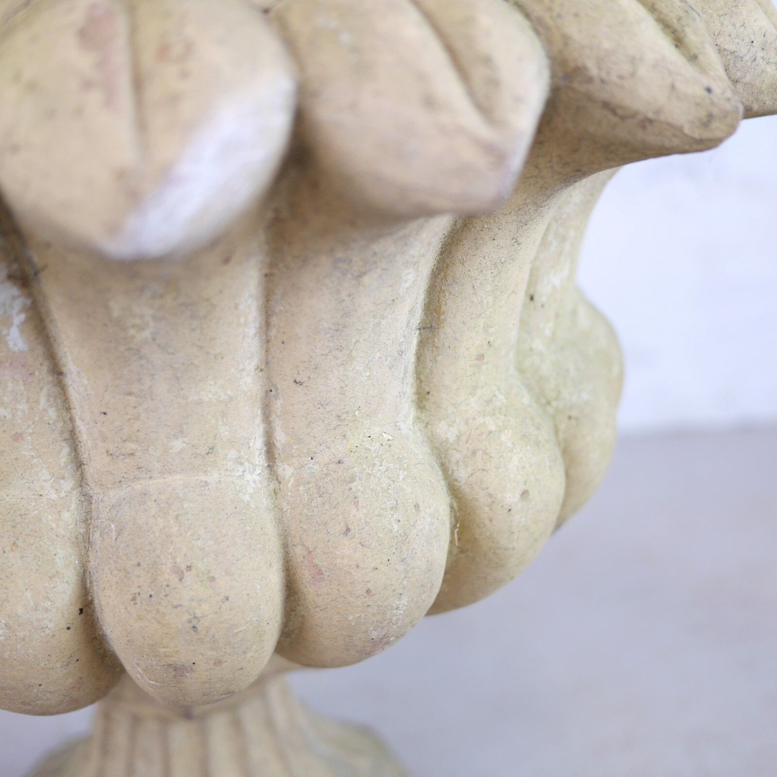 Large Weathered Buff Terracotta Garden Urn Tazza Planter #101477 photo vintage
