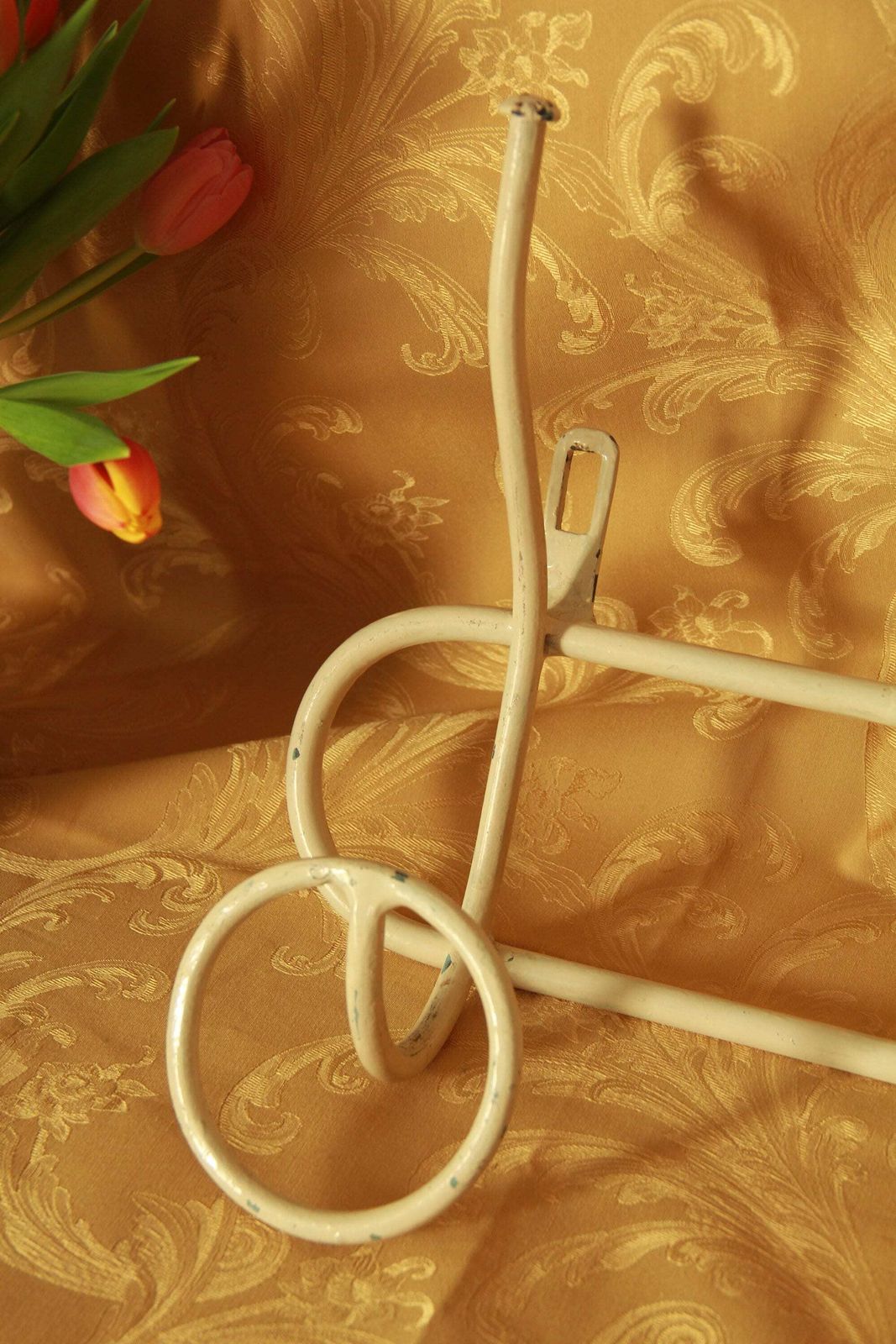 Fero, Antique Ivory Iron Coat Rack, Italy, 1930s photo vintage