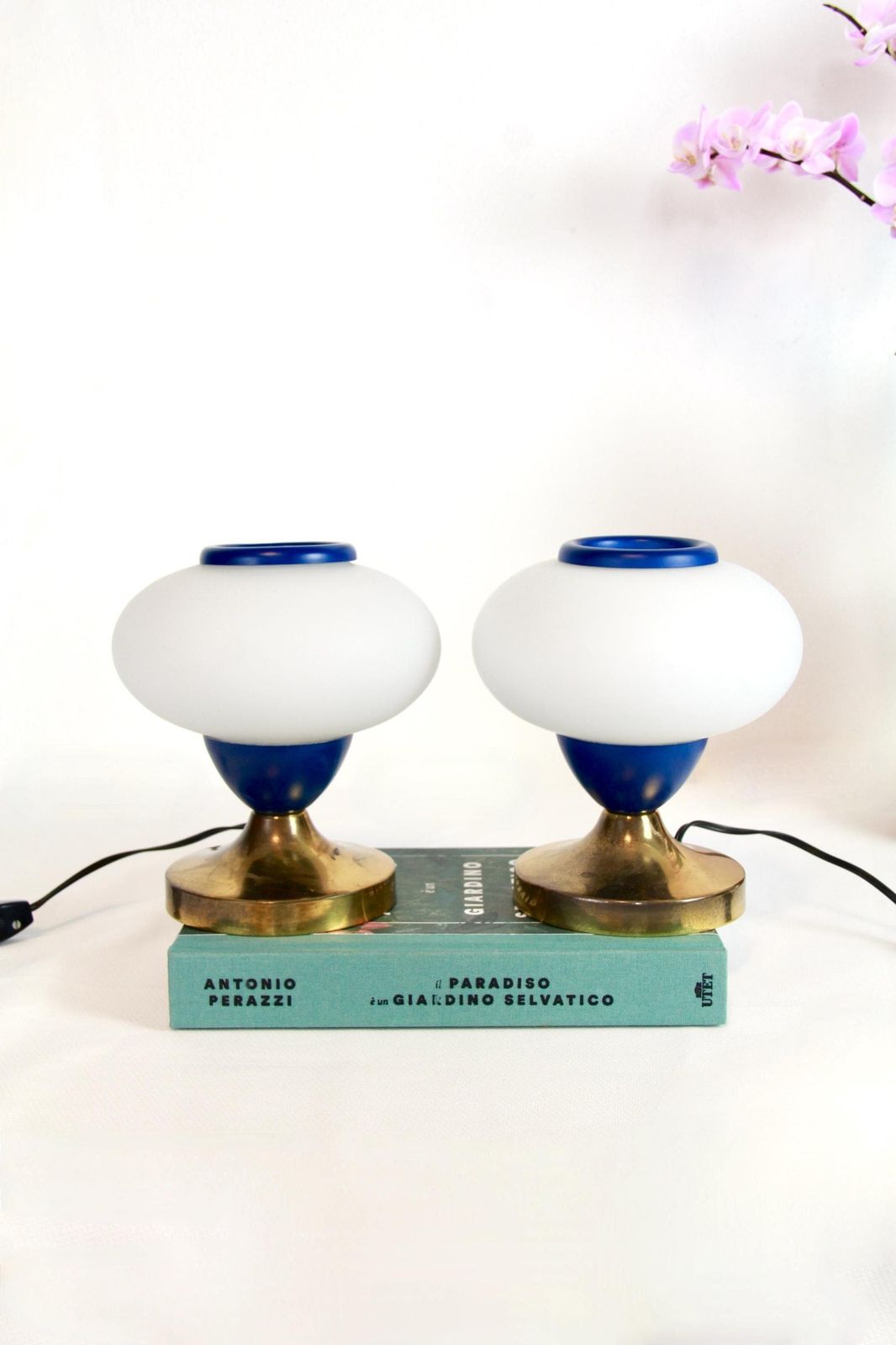 Grazia E Gioia, Mid Century Vintage Bedside Table Lamps, Set Of 2, Italy, 1960s photo for sale