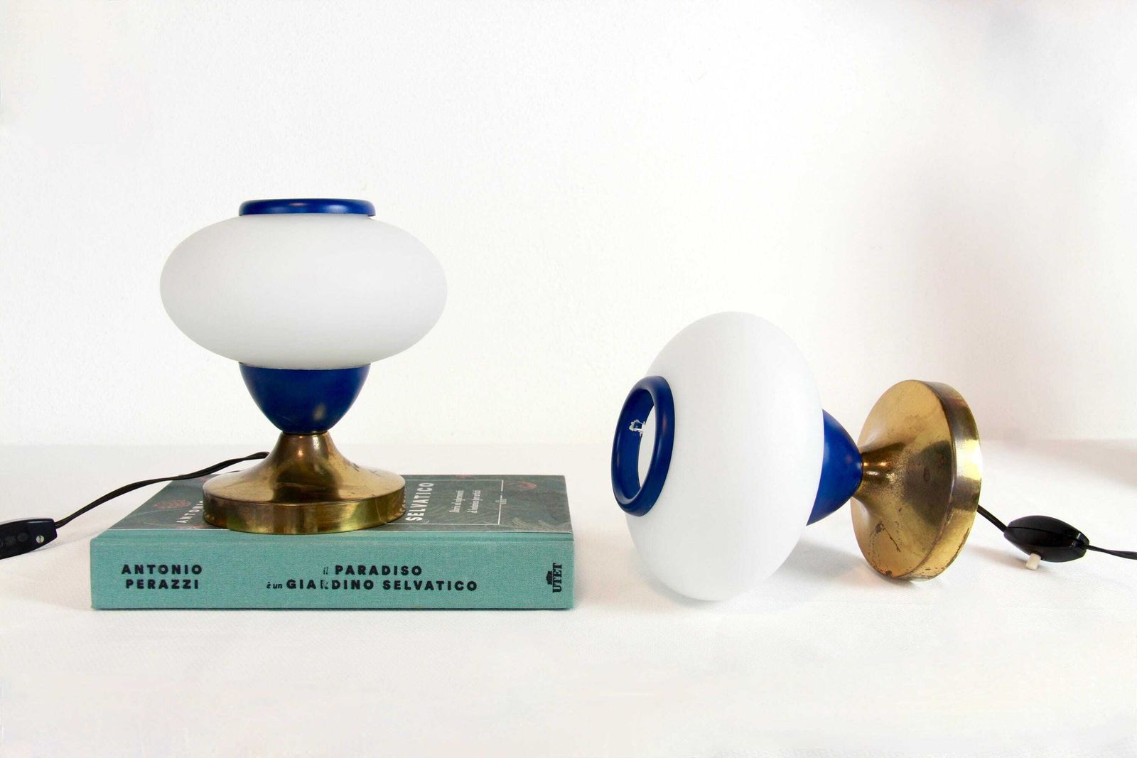 Grazia E Gioia, Mid Century Vintage Bedside Table Lamps, Set Of 2, Italy, 1960s photo Lighting