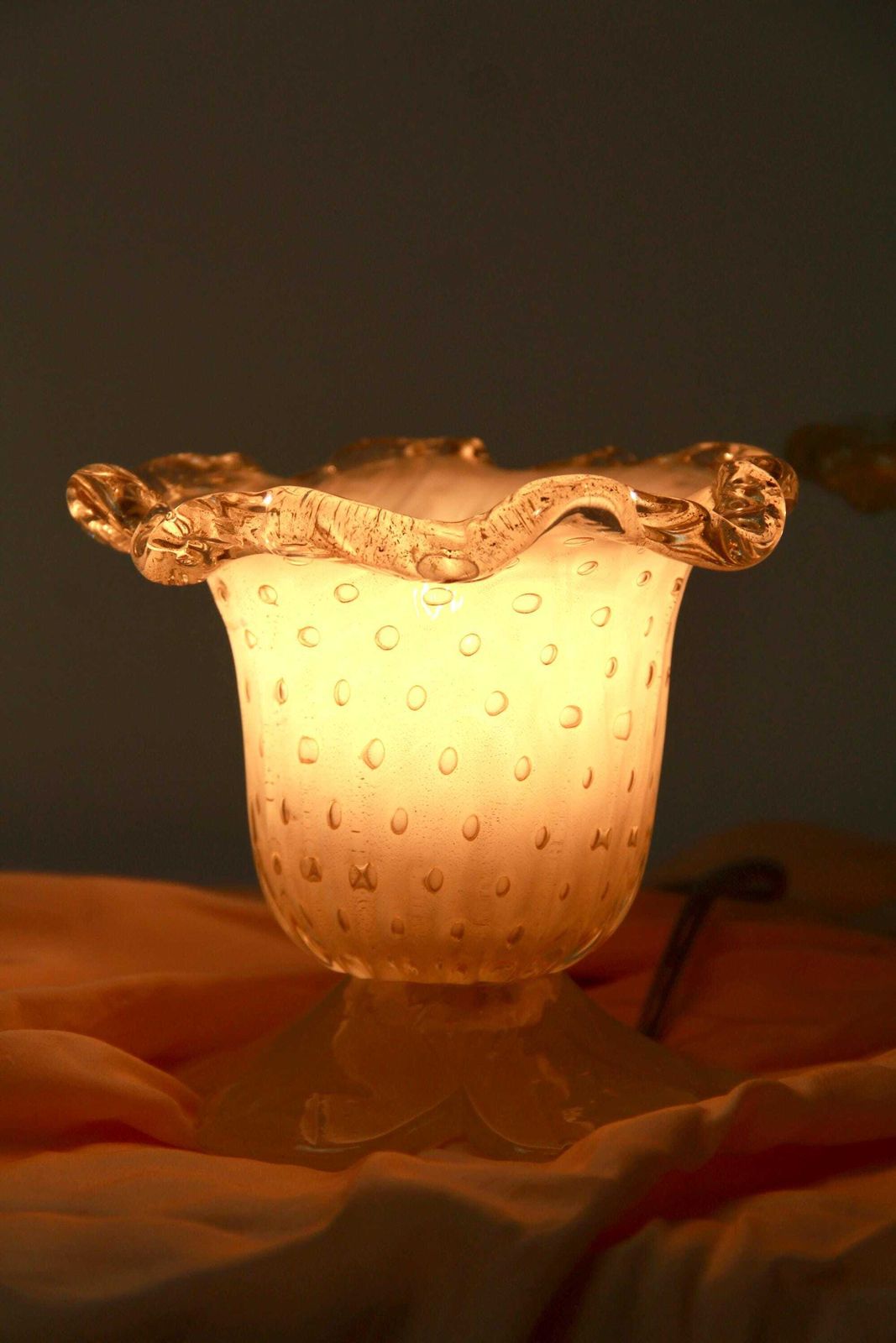 Bottondoro, Murano Gold Barovier Table Lamps, Set Of 2, Italy, 1980s photo vintage
