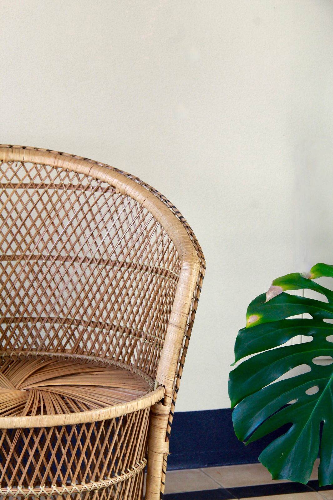 Pavoncina, Vintage Boho Wicker And Bamboo Peacock Adult Chair, Italy, 1980s photo 433.0