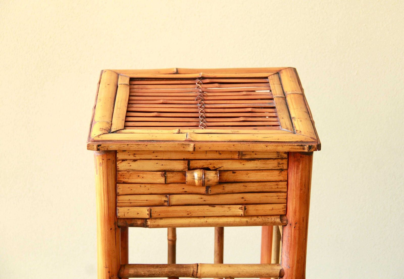 Gino, Vintage Bamboo Entryway Table / Console / Plant Stand, Italy, 1970s photo vinterior