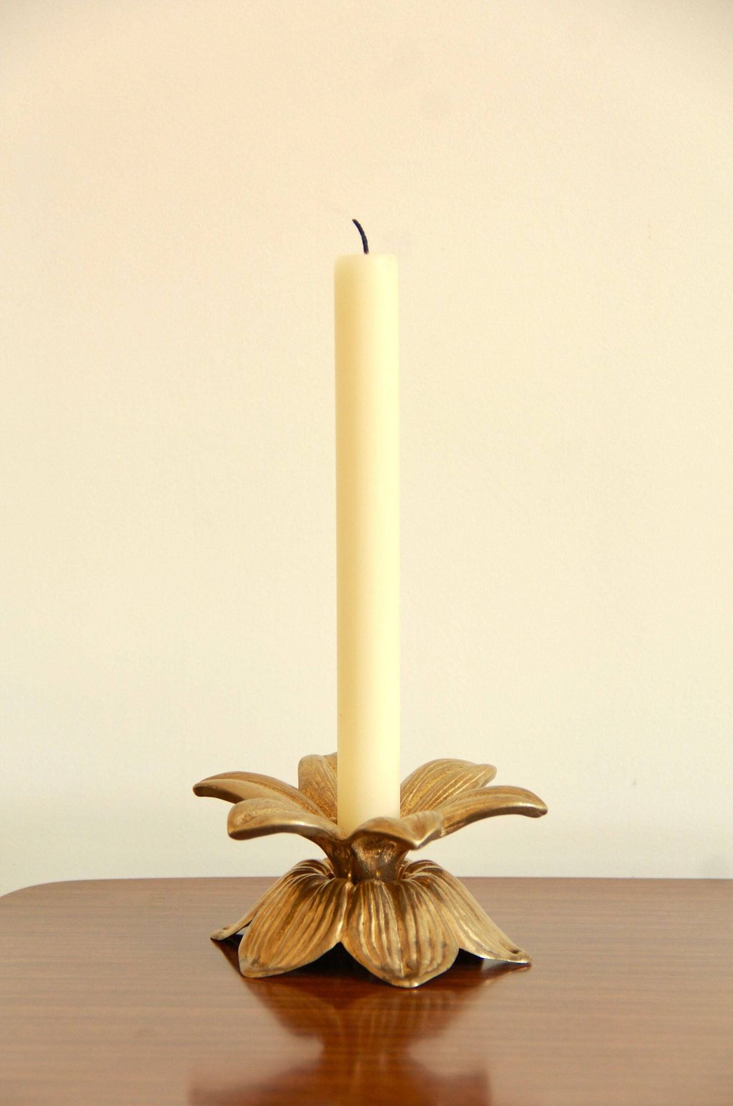 Giglio, Antique Brass Candle Holder, Italy, 1940s photo for sale
