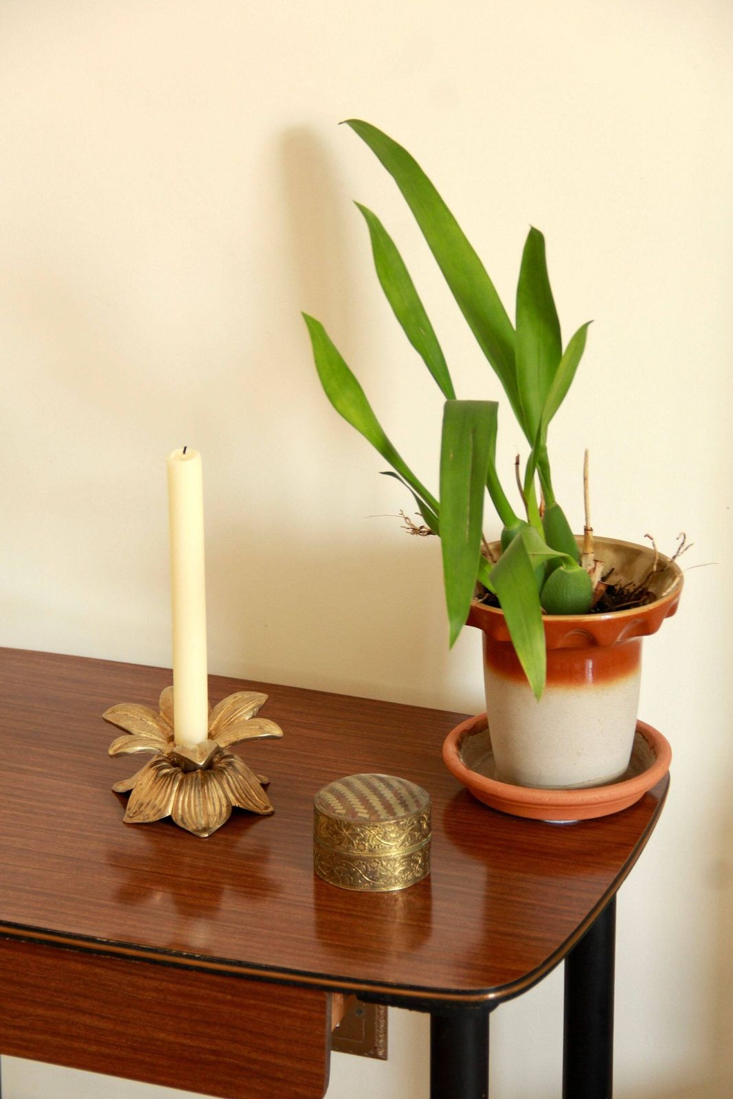 photo for sale Giglio, Antique Brass Candle Holder, Italy, 1940s