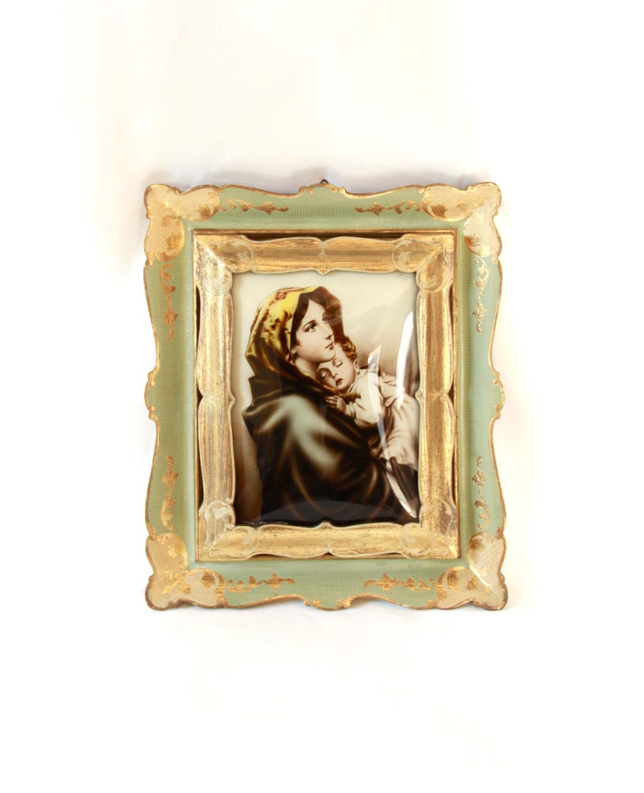 Madonna Del Riposo, Antique Maternity Painting, Italy, 1940s