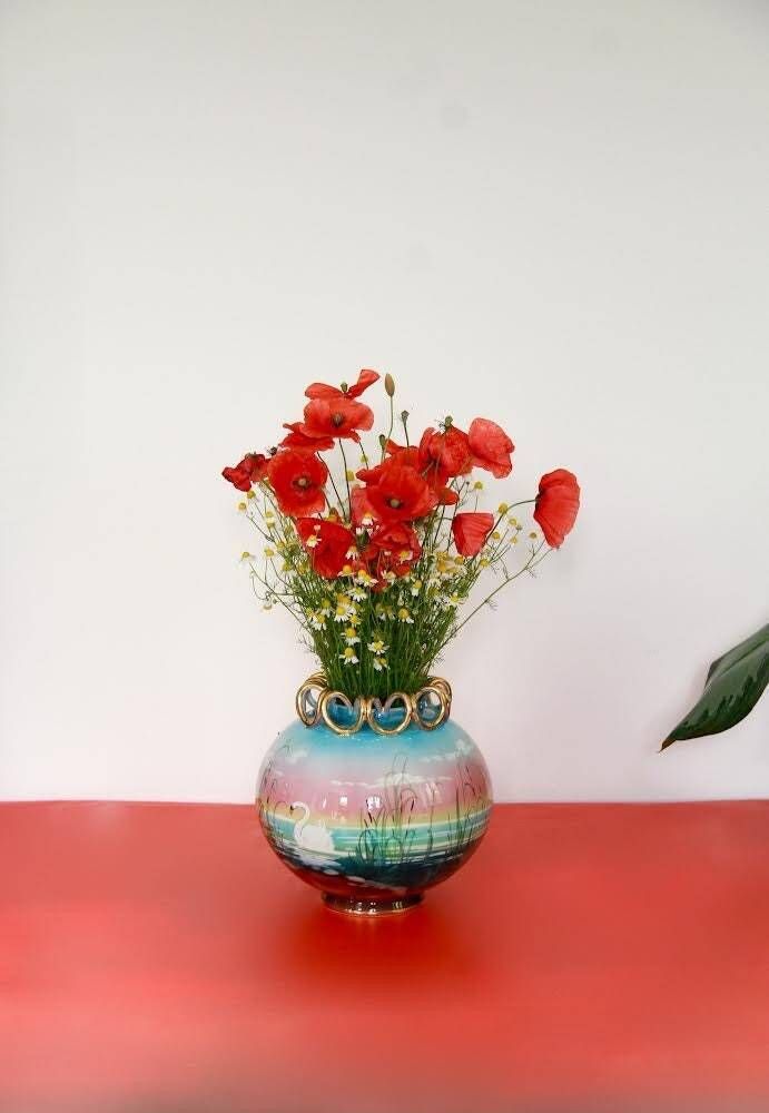 Cigno, Antique Art Deco Ceramic Vase, Italy, 1940s photo buy
