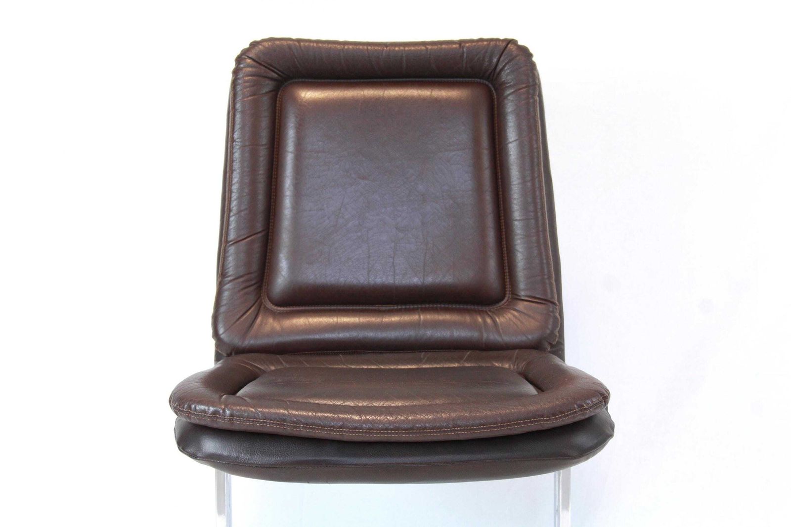 Arturo E Lino, Vintage Space Age Leather And Chrome Chairs, Set Of 2, Italy, 1970s photo buy
