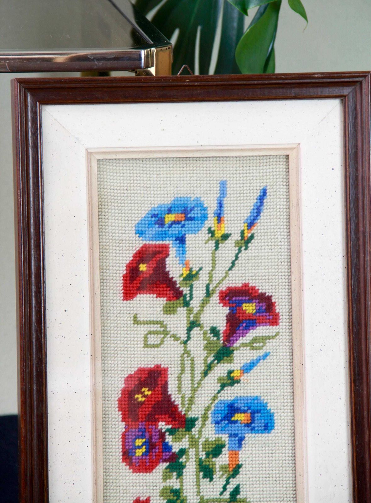 Quadretto, Vintage Half Cross Stitch Painting / Wall Decor, Italy, 1970s photo buy