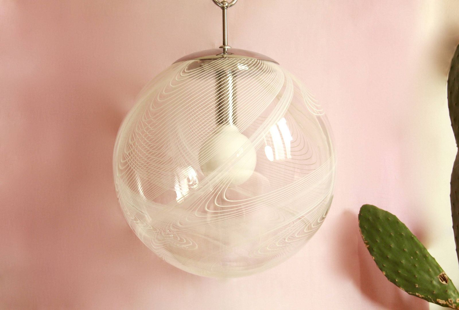 Onde, Murano Sphere Ceiling Lamp 50 Cm By Lino Tagliapietra, Italy, 1970s