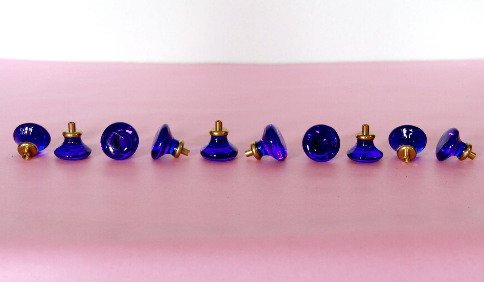 Pomolini, Vintage Blue "Oltremare" Murano Glass Knobs With Murano Vetri Label, Set Of 2, Italy, 1960s photo for sale
